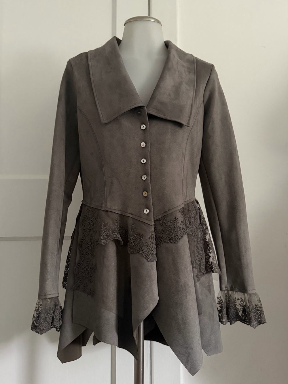 NWOT Gray Lace-Trim Jacket
